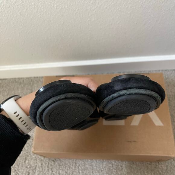 Tory Burch Black Minnie Suede Pave Medallion Flats (6) - Picture 8 of 9